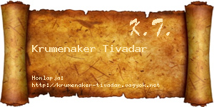 Krumenaker Tivadar névjegykártya